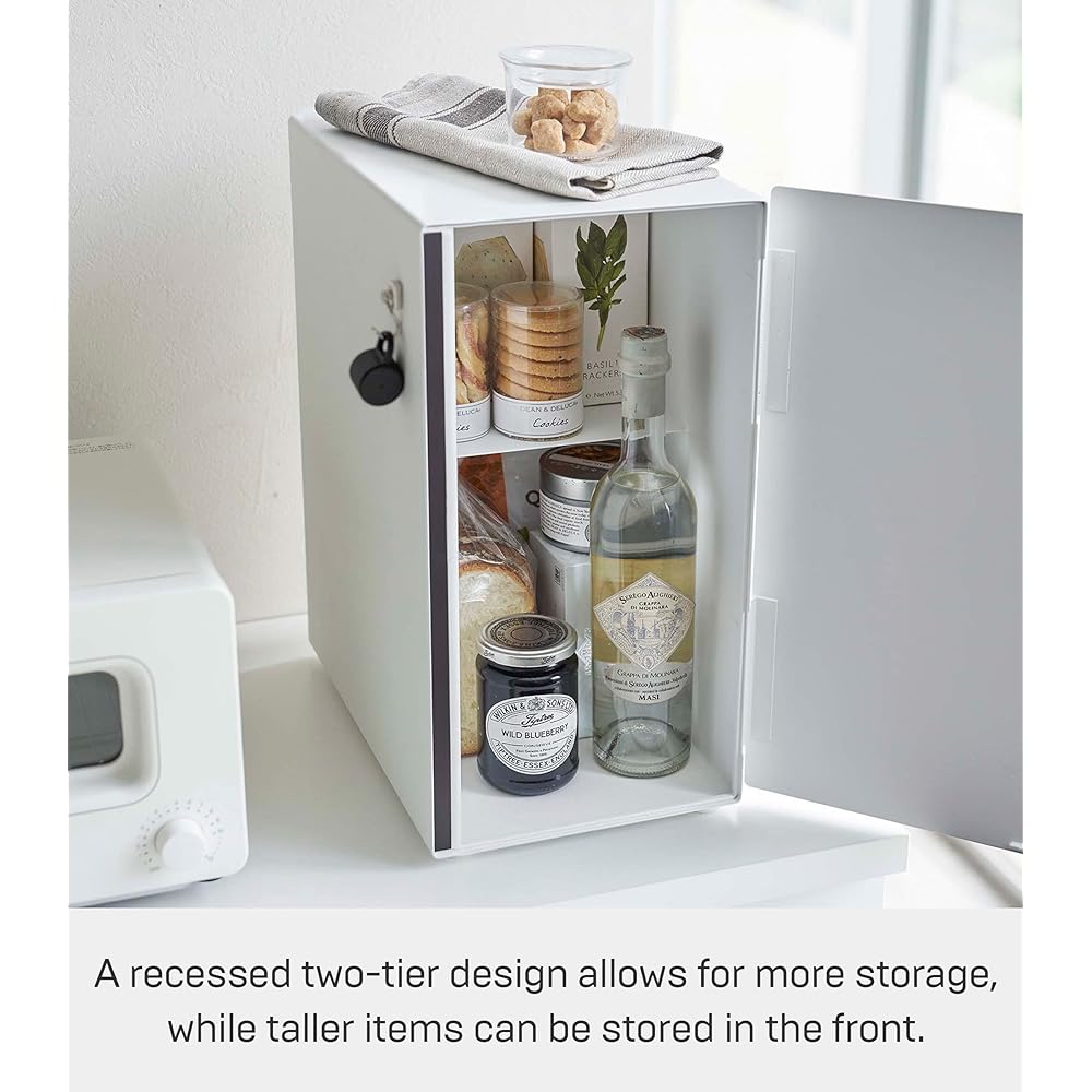 Yamazaki Jitsugyo Bread Case Slim White Approx. W22XD34.5XH41cm (Cushion Included) Tower Space Saving Countertop Storage Bread Case 5680