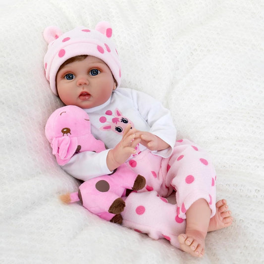 Aori Reborn Baby Doll 22 Inch Realistic Newborn Baby Girl Doll Soft Vinyl Giraffe Toy Lifelike Baby Doll for Ages 3+