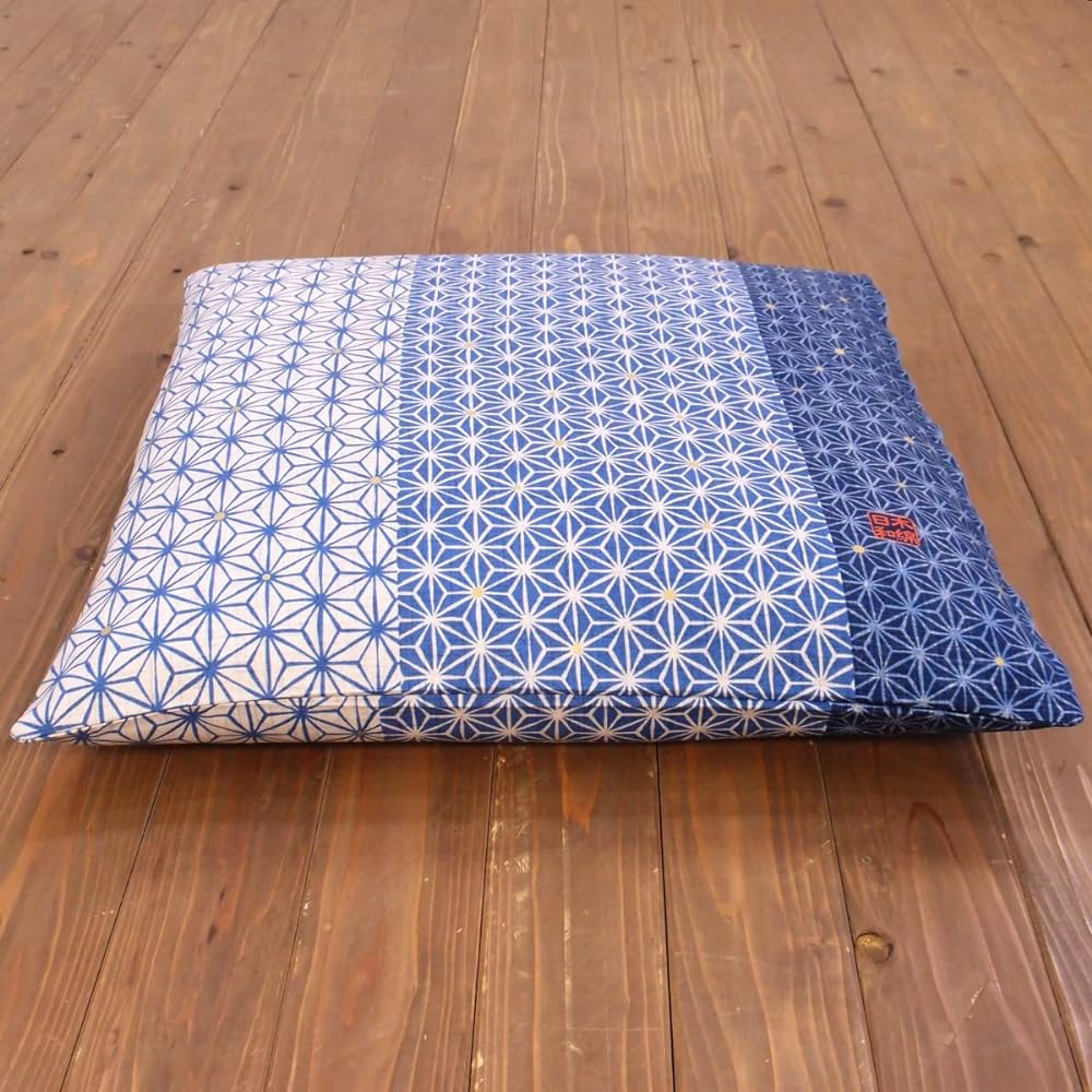 Zabuton Cover 59 63 Eight Edges 59 x 63cm Set of 5 Made in Japan 100% Cotton Linen Leaf Pattern 26663BL