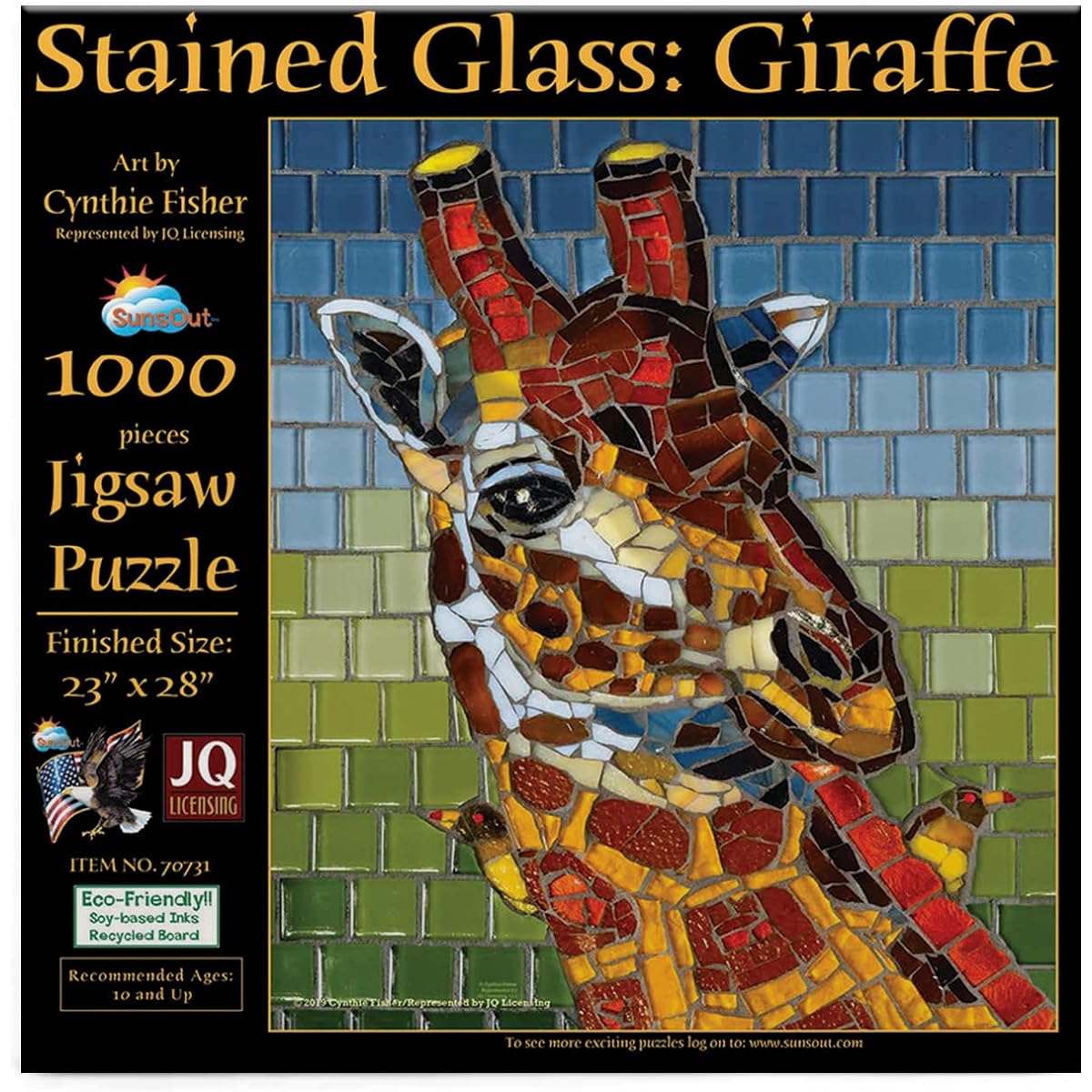 SUNSOUT INC Jigsaw Puzzle Stained Glass Giraffe 1000 Piece