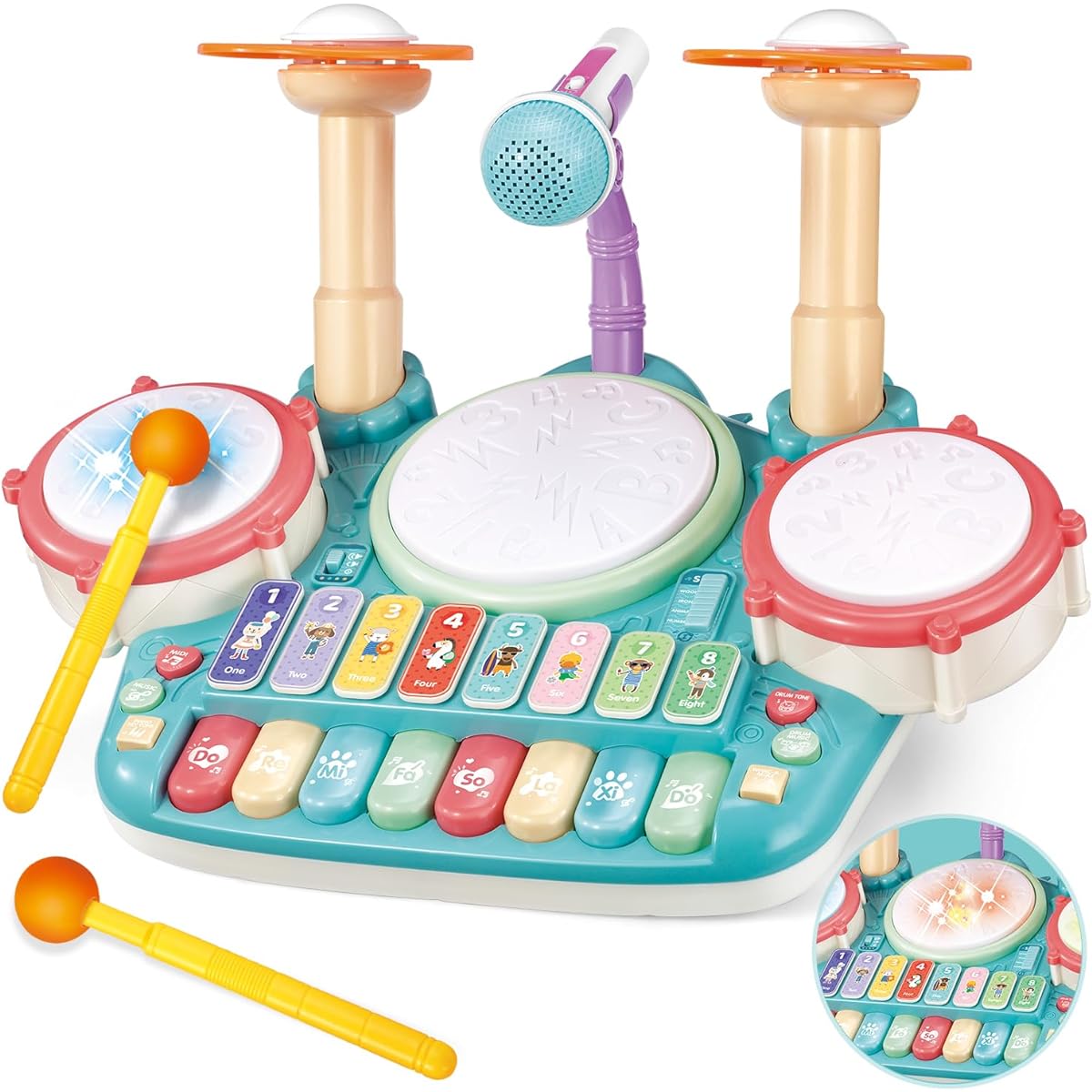 Jecimco Music Toys for Kids Multifunctional Piano Keyboard Musical Instrument Toys for Children Early Development Educational Toys Percussion Set for Boys and Girls Electronic Keyboard Musical Instrument Toys