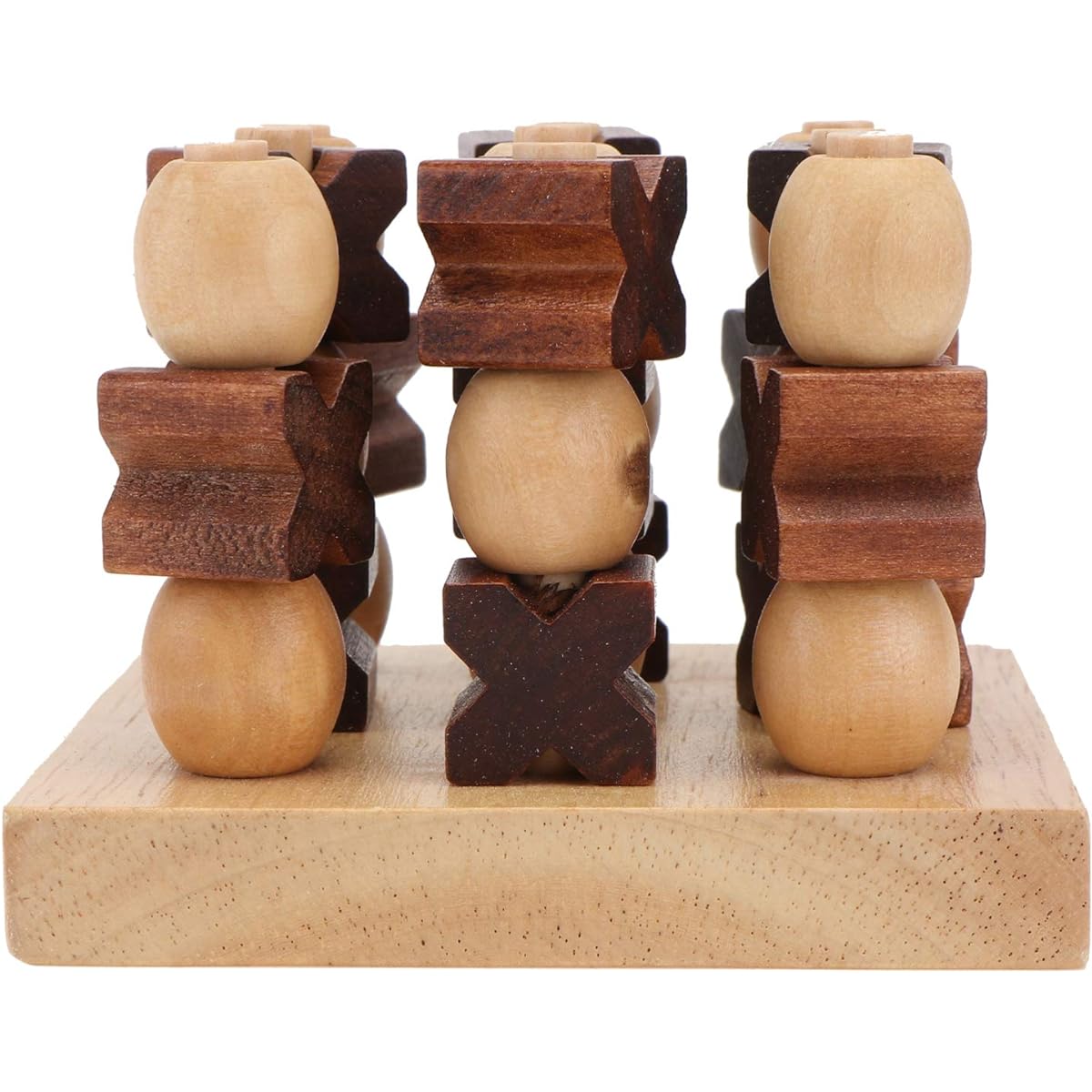 Kisangel 3D Wooden Tic Tac Toe Game Board for Kids Adults Family Tabletop Board Games Family Games Wooden Strategy Board Games 1 Set