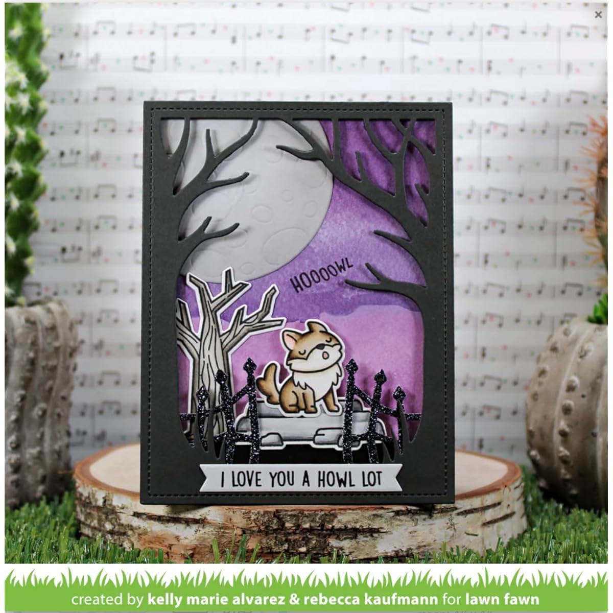 Lawn Fawn Wild Wolves 4"x6" Clear Stamp Set with Matching Dies and Carnora Storage Pocket 3 Item Set