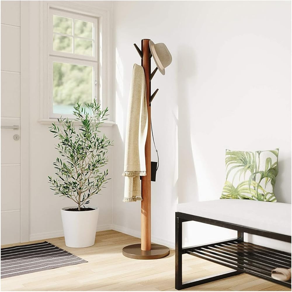 umbra Pole Hanger Wooden Flapper Coat Rack 23203611227 Light Walnut / Gold