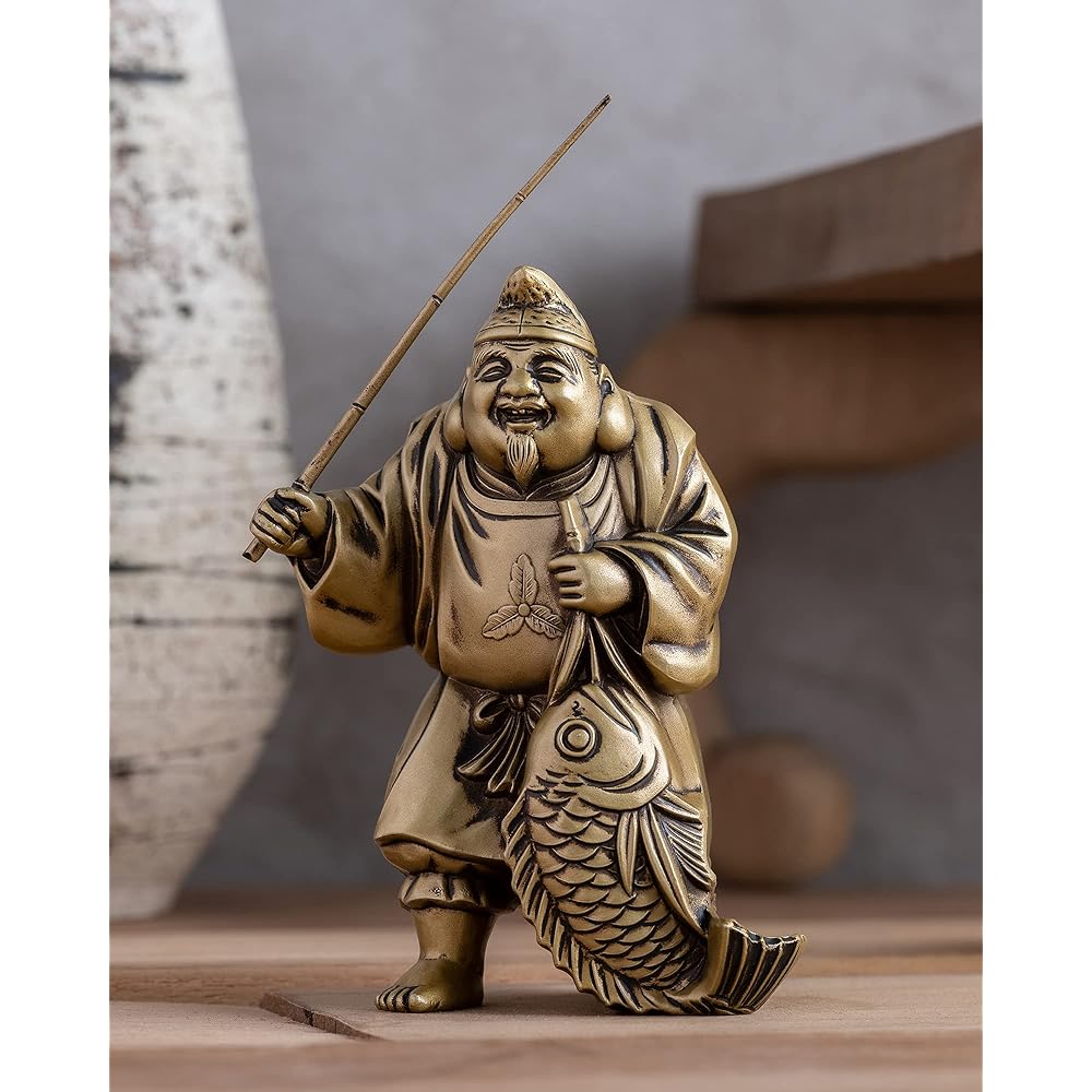 Seven Lucky Gods of Good Luck Ebisu Silky Gold Buddhist sculptor: Hideun Makita Prototype_Kobiki Buddha Statue Ornament Takaoka Copperware (Ebisu 7F)