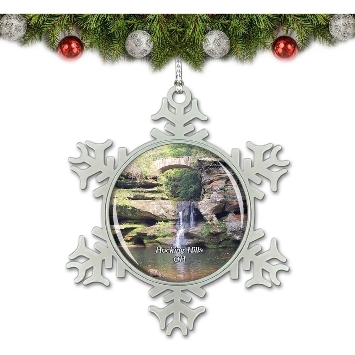 Umsufa Hocking Hills Park Ohio USA Christmas Ornaments Tree Decorations Crystal Metal Souvenir Gifts