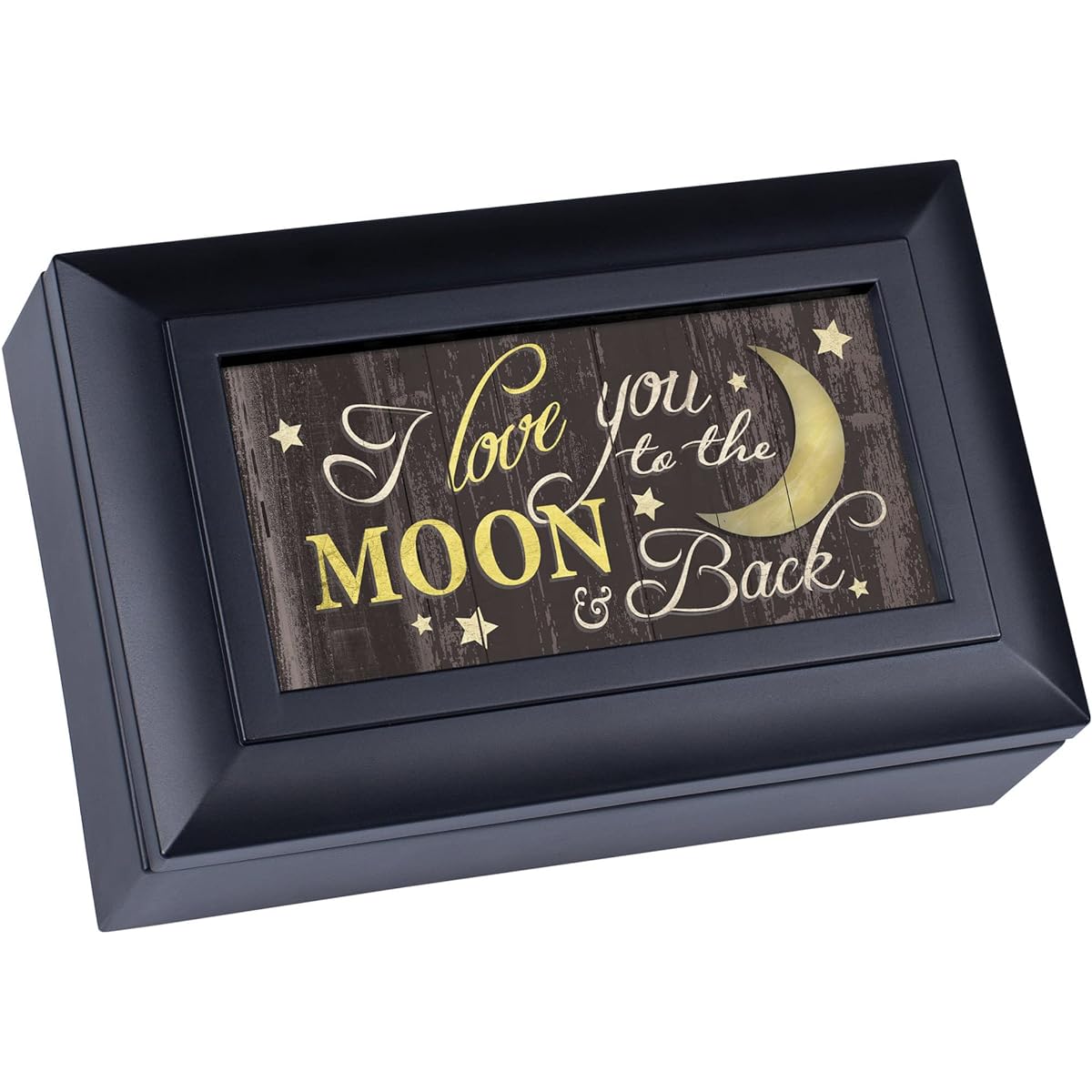 Love You To The Moon And Back Black Petite Music Box Plays What a Wonderful World