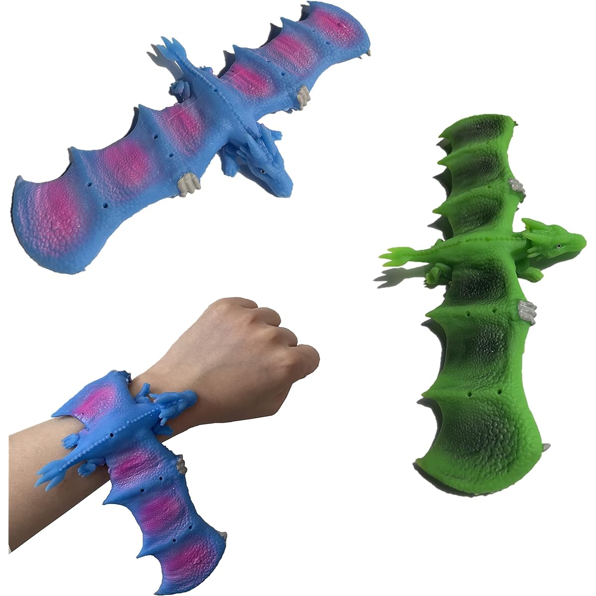 RAYCHY 3pcs Dinosaur Slap Bracelets Kids Party Favors Dinosaur Theme Goodie Bags for Boys & Girls Birthday Party Gifts for Kids Carnival Prizes (Green)