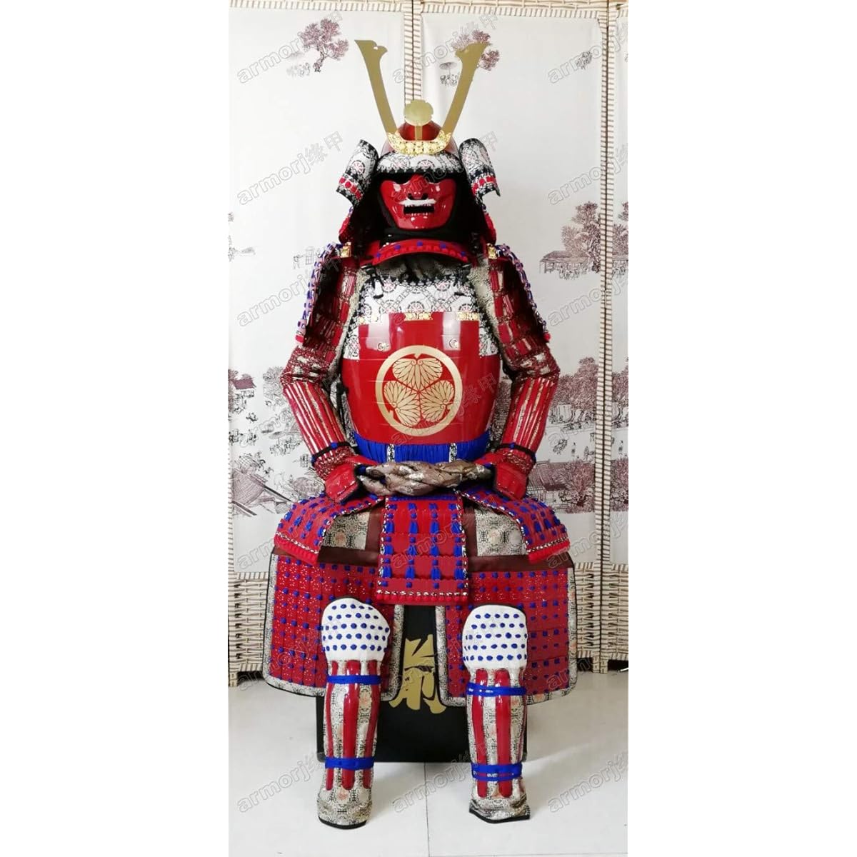 [ARMORJ YUANJIA] Wearable Armor Suit Armor Samurai Iron Dark Red Blue Lace O51