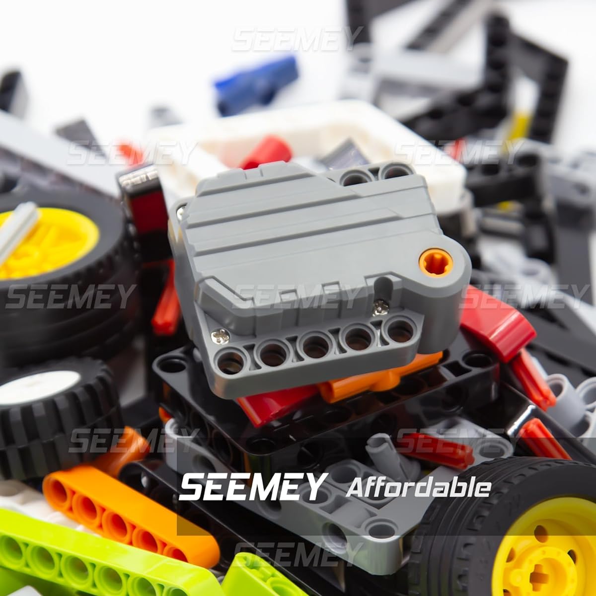 SEEMEY 405Pcs Pullback-Motor-Bulk Parts Set Compatible with Technic-Connector-Panel Plate Modified Frame Lift Arm-Bent-Thick-Smooth Bushing Axle-Pin-Connector Angle(Random Color)