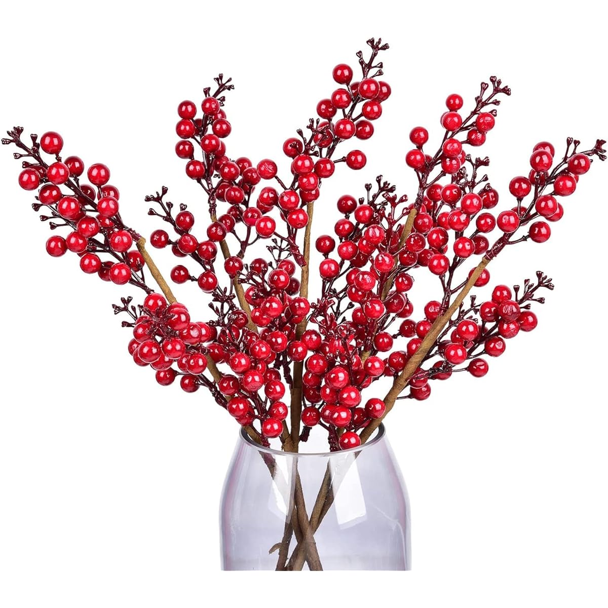 LSKYTOP Berry Branches Artificial Red Berry Stems 4pcs - 18inch Christmas Holly Berry Christmas Tree Decoration Craft Embellishment
