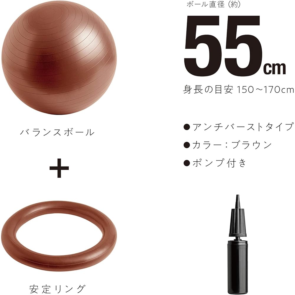 Sakurai Boeki SAKURAI Erugam Balance Ball Good for Waist 55cm Present Stability Ring with Pump #54145