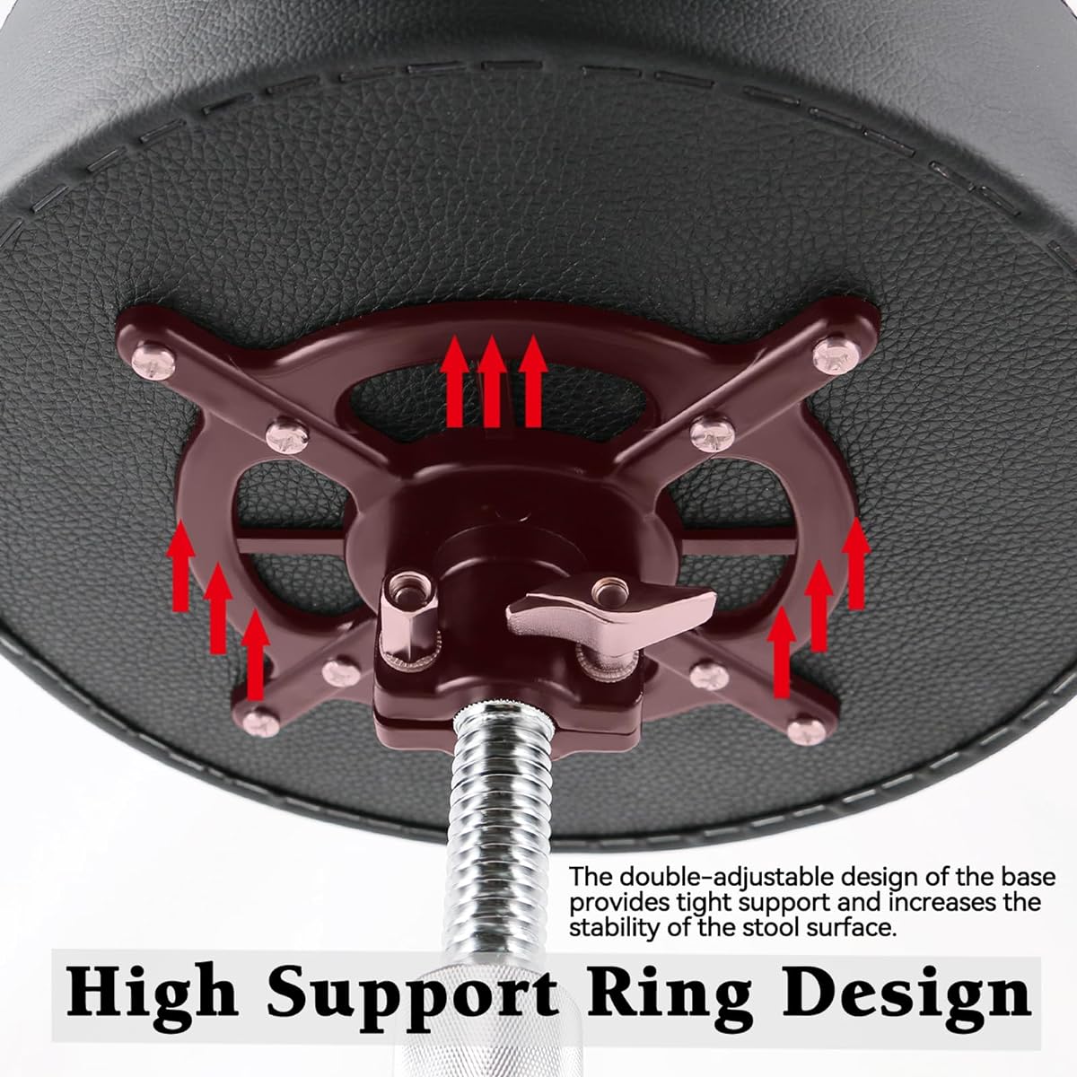 ROWELL Drum Throne Height Adjustable Drum Throne Seat Drum Stool Thick Padded Double Support Anti-Slip Drum Seat Suitable for Adults and Drummers with Drum Sticks and Drum Key (Black)