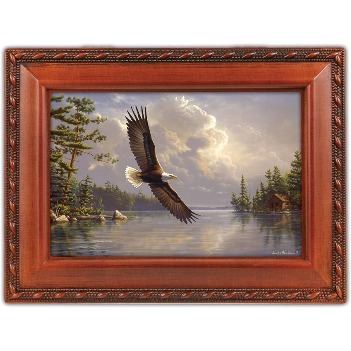 Eagle Cottage Garden Woodgrain Traditional Music Box Plays Wind Beneath My Wings by Cottage Garden