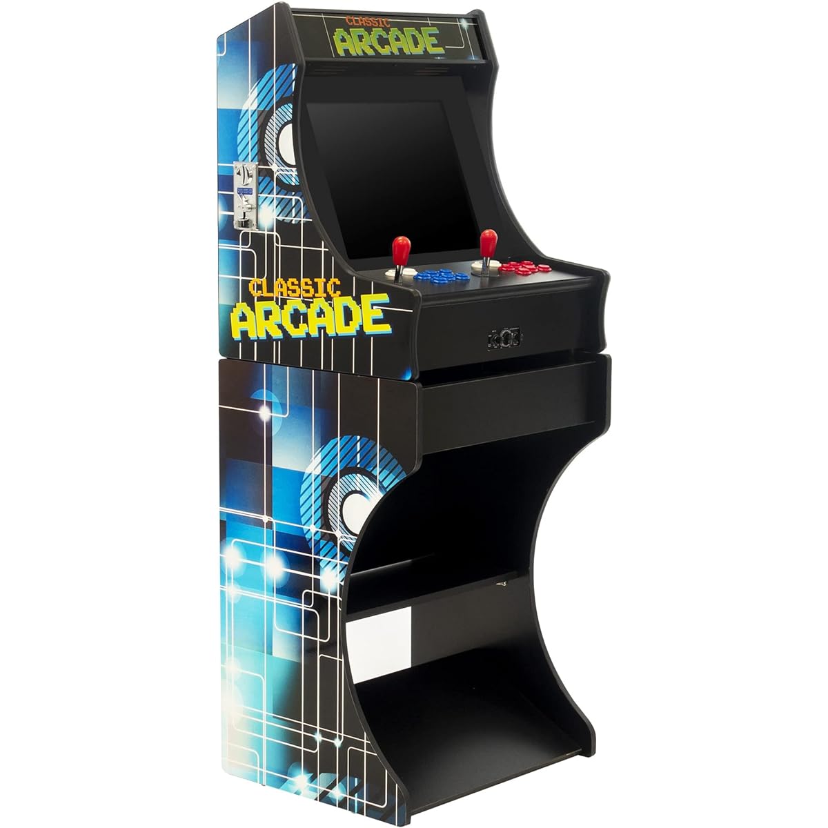 Creative Arcades Mini Upright Tabletop Arcade Machine 2 Player 6296 Classic Games 2 Sanwa Joysticks 2 LED Light Strips 19" Screen 3 Year Warranty (6296 Games, Vertical Stand Included)