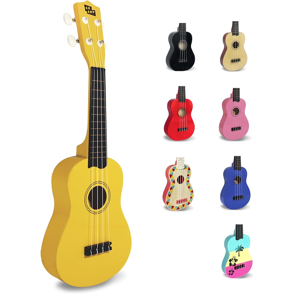 CB SKY Soprano Ukulele 21 inches/53cm for children, beginners, students (yellow)