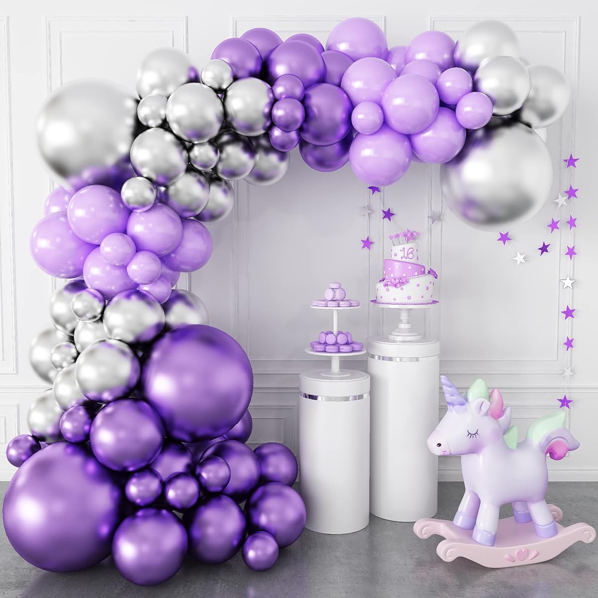 Purple Balloon Garland Arch Kit Metallic Purple Silver Balloons Pastel Baby Purple Balloons Macaroons Party Decorations Birthday Supplies Gender Reveal Baby Shower Wedding Engagement 86pcs