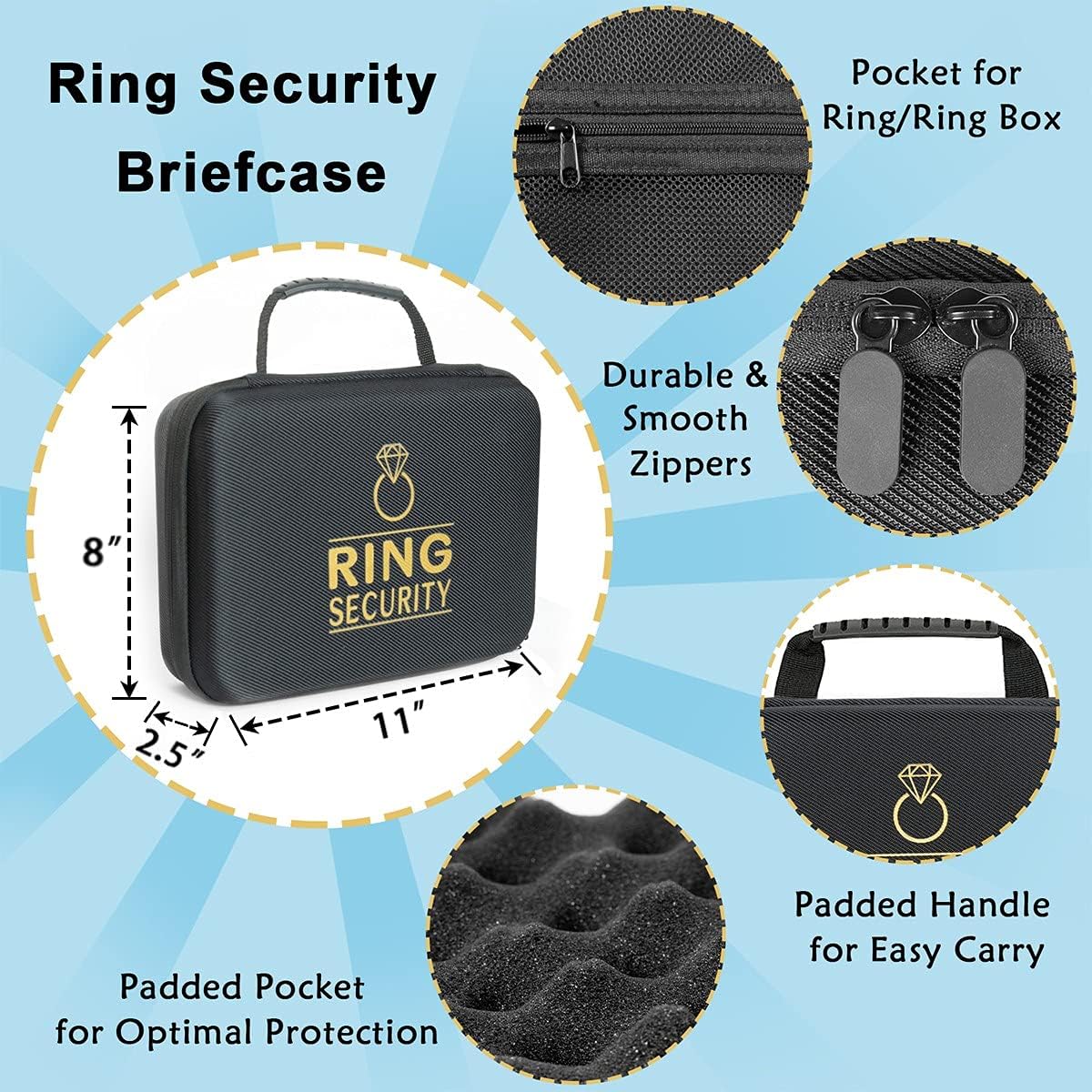 Ring Security Wedding Ring Bearer Gifts - Security Box, Ring Bearer Sunglasses, Kids Toy Badge, Security Earpiece Earplugs & Toy Handcuffs, Ring Bearer Proposal Gift Set with Heavy Duty Security Briefcase