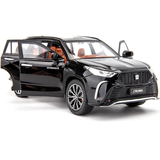 WAKAKAC 1/24 Scale 6 Doors Open Alloy Car Model Toy for Crown Sound and Light Pull Back Collection Toy Car Gift for Kids Black