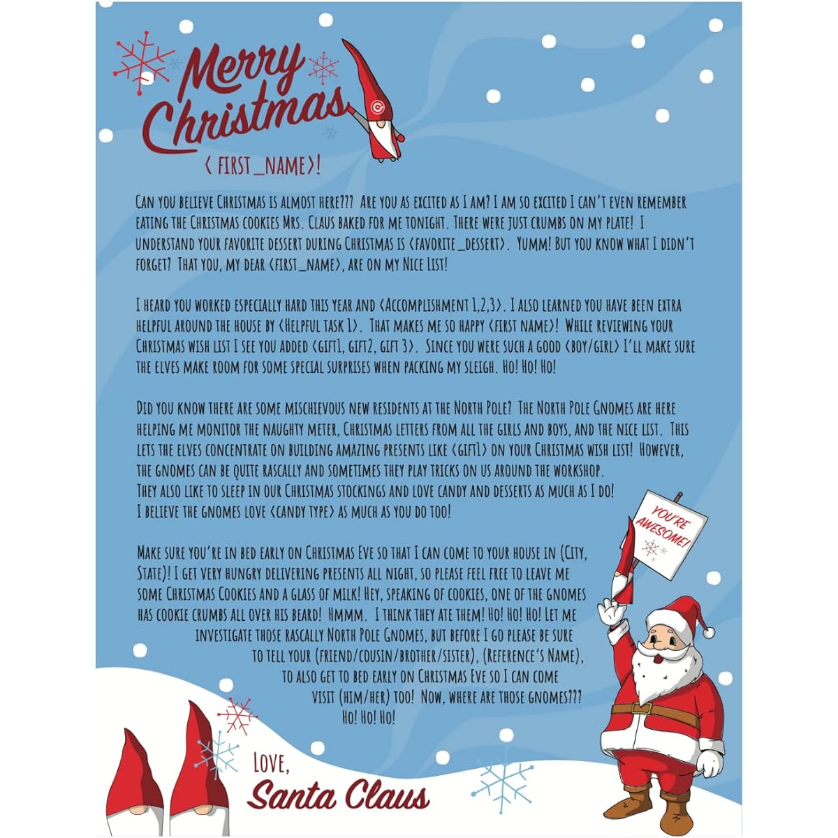North Pole Letters Personalized Christmas Letters from Santa Claus | Custom Letters from Santa to Your Kids Mailed to Your Kids from North Pole