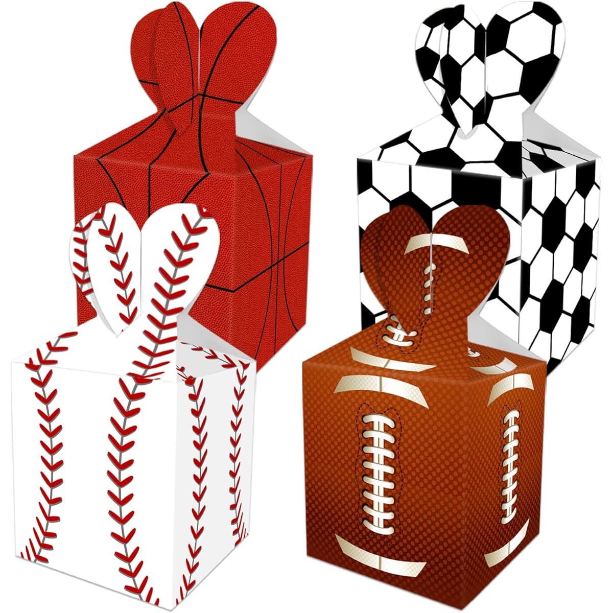 GADFAL 24pcs Sports Themed Party Favors Gift Boxes for Soccer, Baseball, Football, Basketball Birthday Party Decoration Supplies