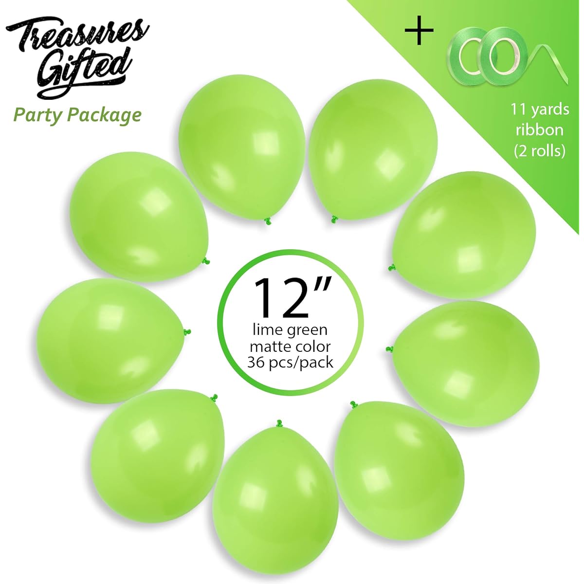 Treasures Gift Mat Single Color Balloons Pack of 36 Green