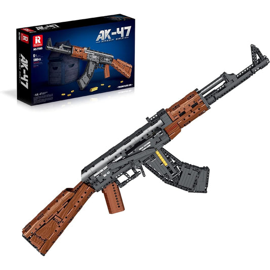 AmazingBlock Reobrix 77005 AK47 Model Building Kit, Assembly Toy with Shooting Function, DIY Gift Building Blocks Set for Boys and Adults, 1344 Pieces Building Blocks, Eye-catching Collectible Model