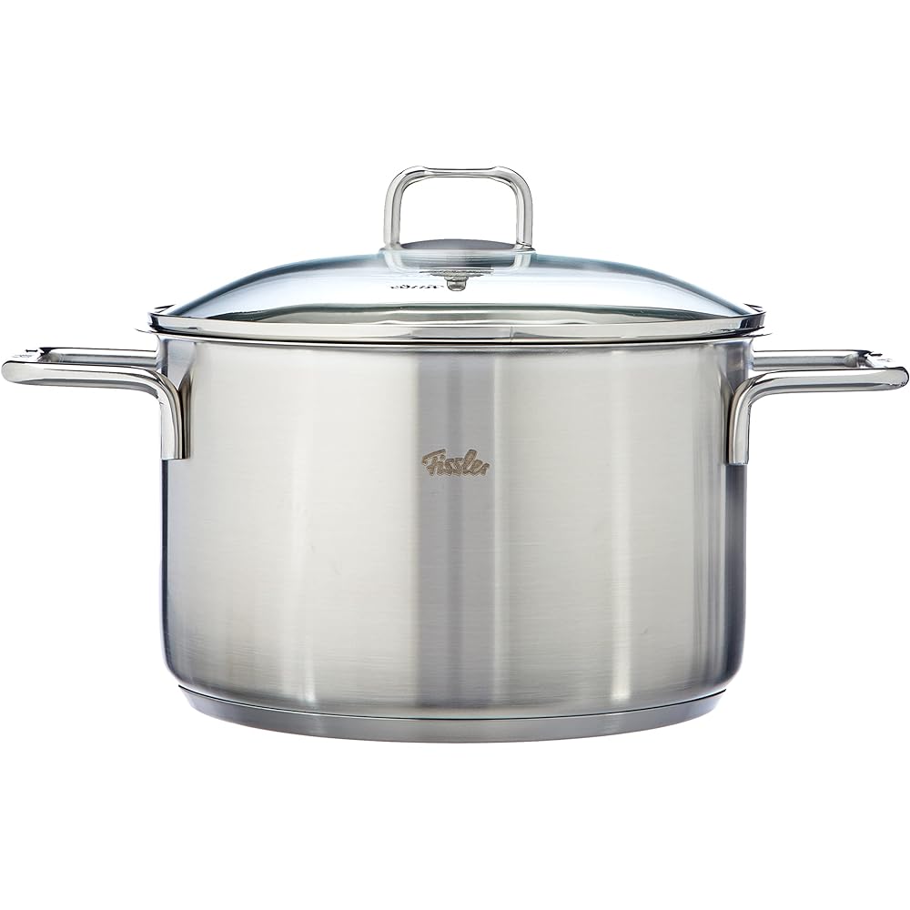 Fissler Double Handed Pot 24cm Hamburg Stew Pot Gas Fire/IH Compatible Made in Germany [Authorized Japanese Product] 081-110-24-000 Silver