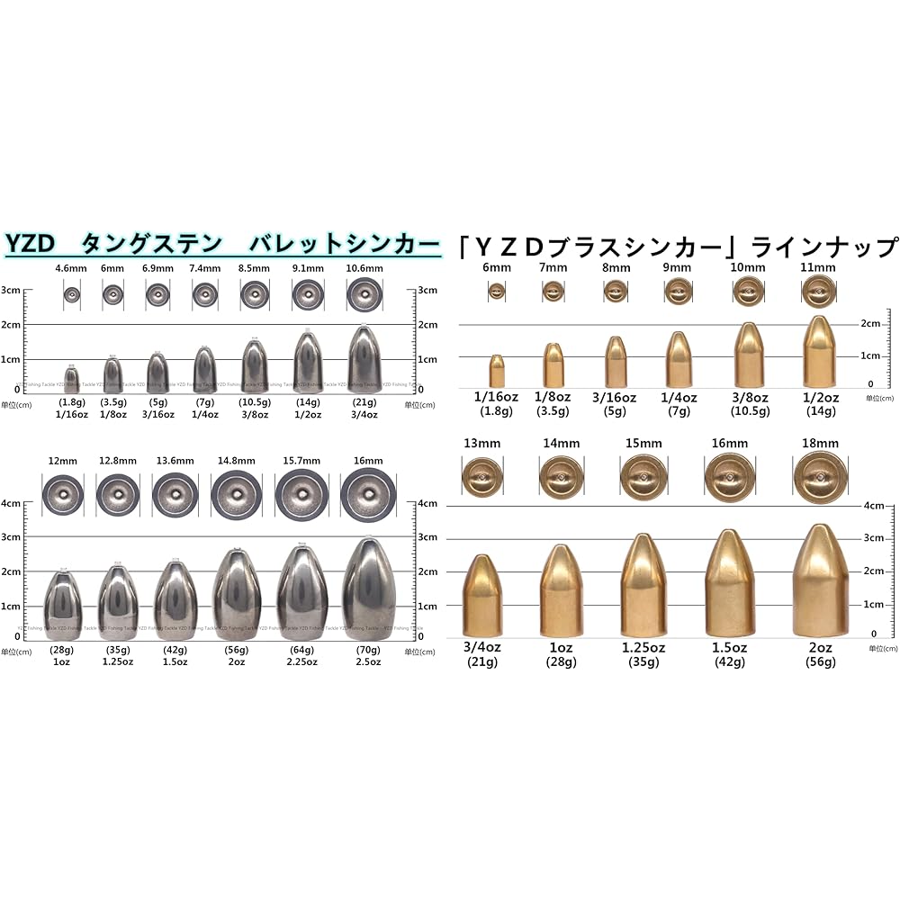 YZD Tungsten Sinker TG 7g 1/4oz [30 pieces]