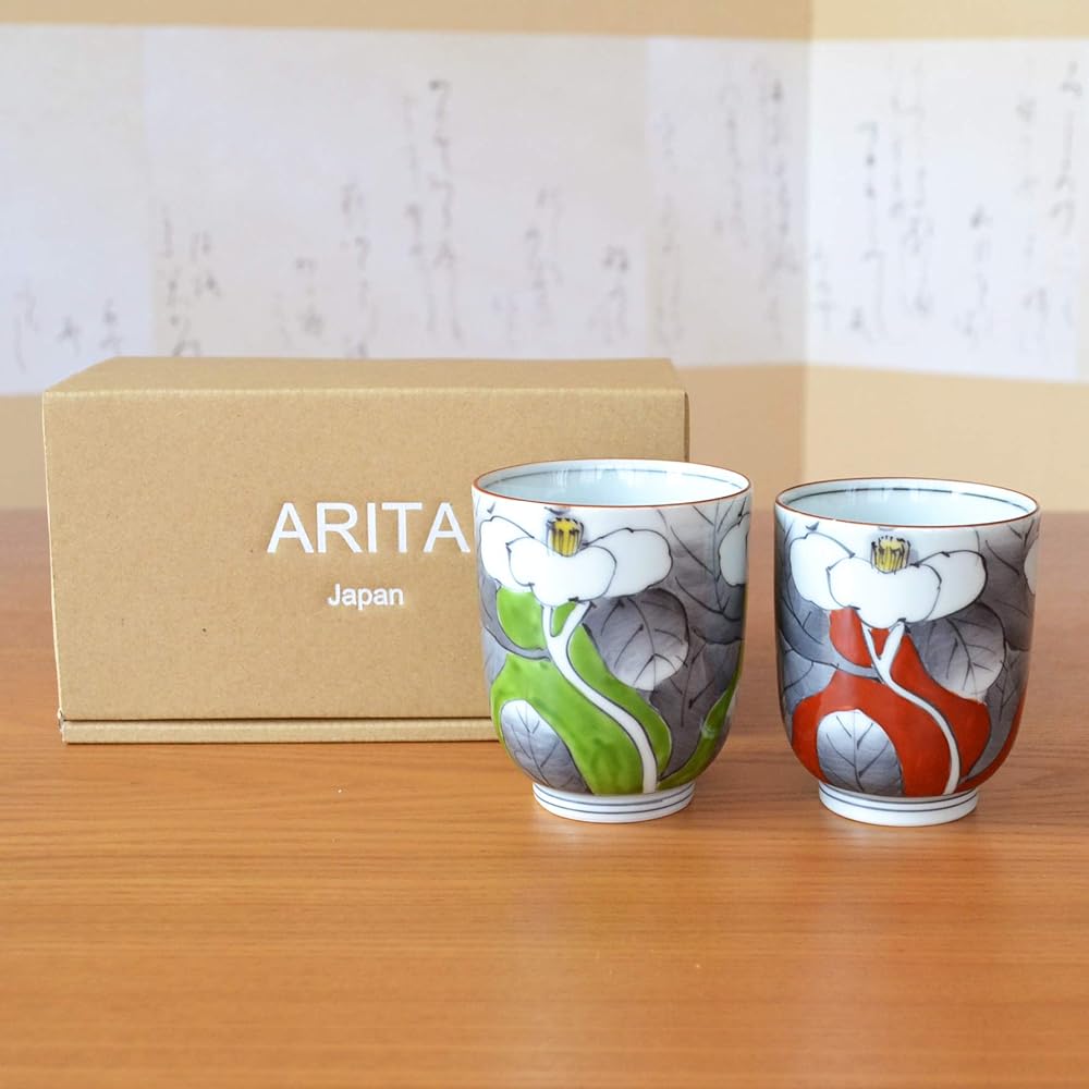 Thank you item, gift, present, retirement, promotion, transfer, graduation, thank you Card included Couple teacup pair teacup Arita ware Yuka gift boxed