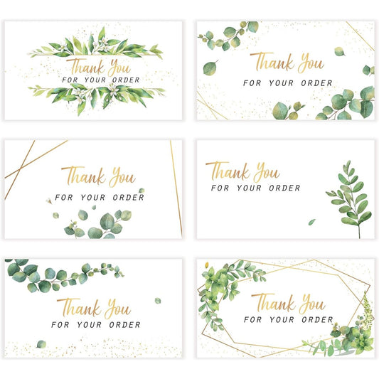 180pcs Thank You for Your Order Card Support Small Business Customer Thank You Cards Gold Foil and Green Appreciation Cards for Online or Store Handmade Goods and More