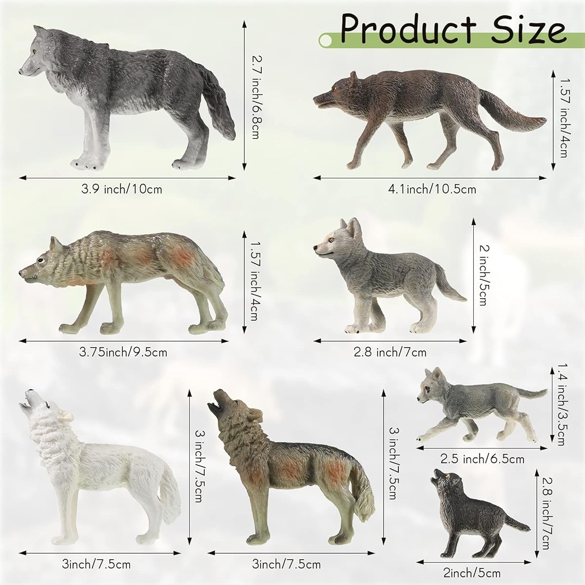 Wolf Figurine Wolf Animal Toy Wolf Cake Topper for Kids Realistic Forest Party Supplies for Boys and Girls 8 Styles