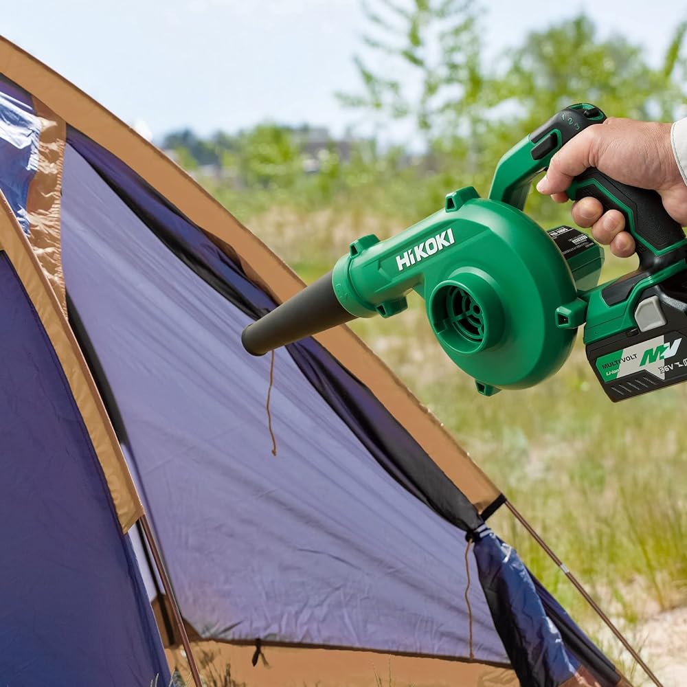 HiKOKI 14.4V 18V Rechargeable Blower, Large Air Volume, Low Vibration, 3 Levels of Air Volume Switching + Continuously Variable Speed Switch, Storage Battery and Charger Sold Separately, RB18DC(NN) Green | Black
