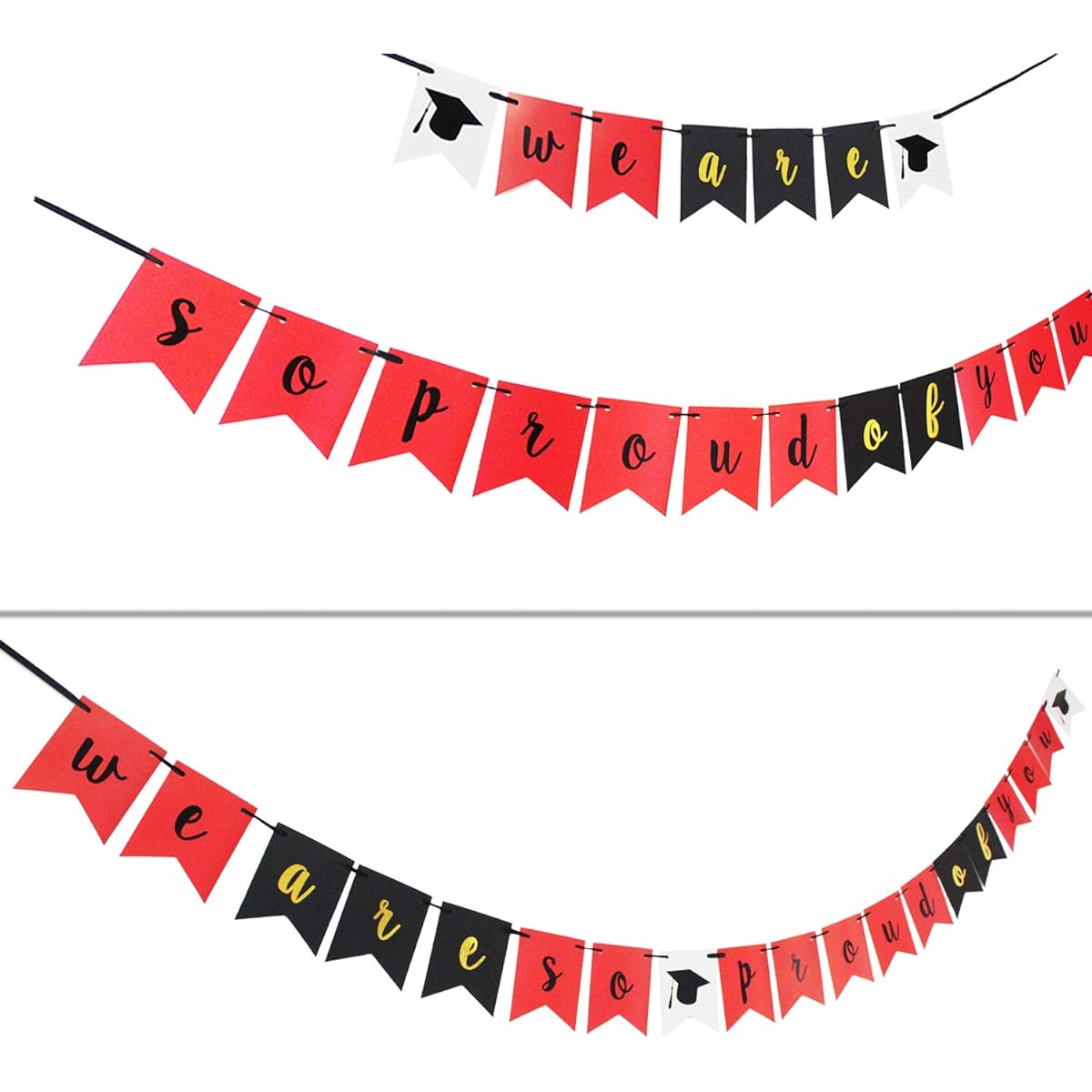 LINGPAR Graduation Decorations, Graduation Party Supplies, Red, White, Black, Red, Congrats Grad-2019