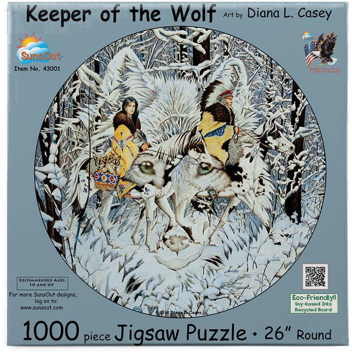 SUNSOUT INC - Keeper of The Wolf - 1000 Piece Round Jigsaw Puzzle Artist: Diana Casey - Finished Size 26" - MPN# 43001