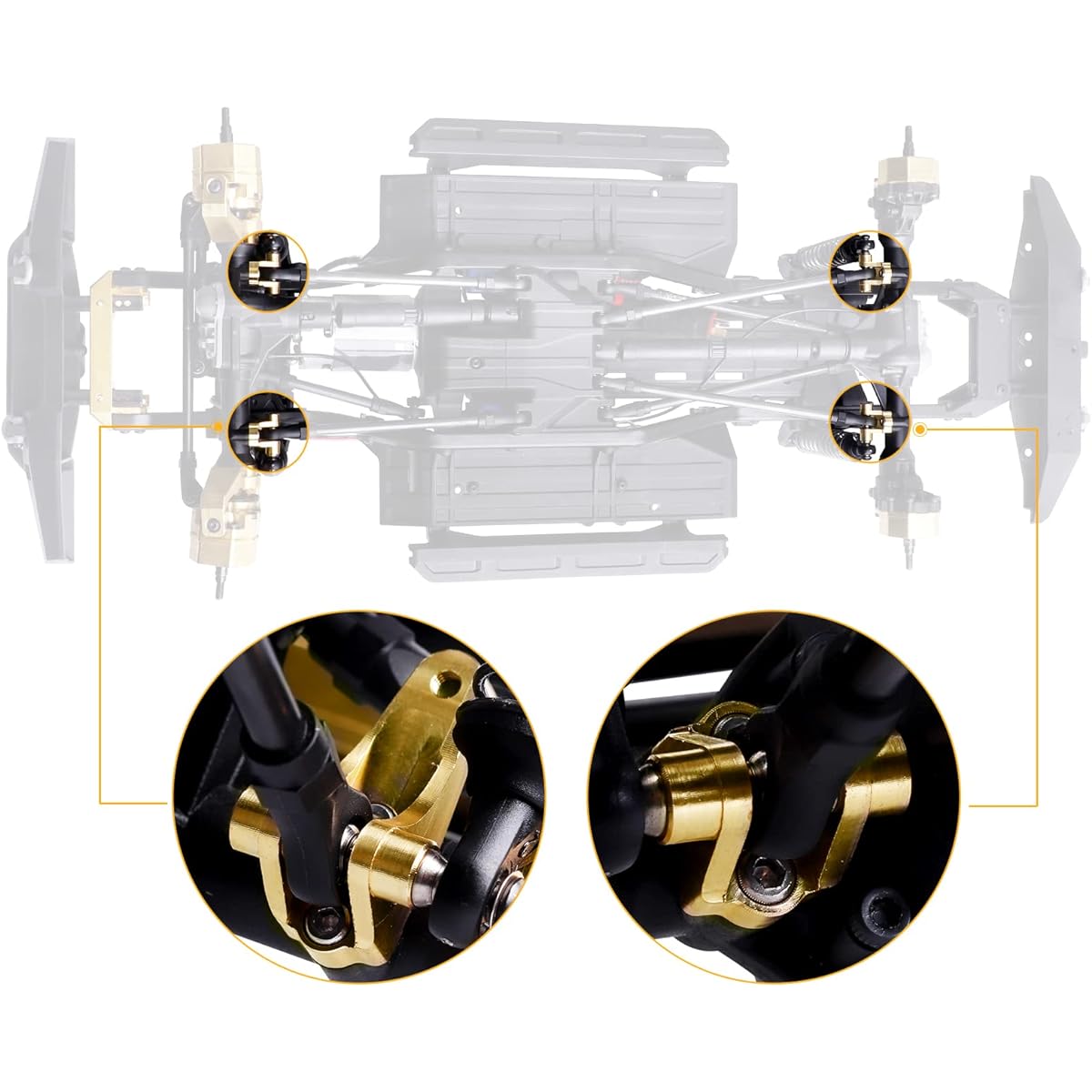 Heavy Duty Brass Front Rear Axle Lower Shock Mount for TRX-4 Upgrade