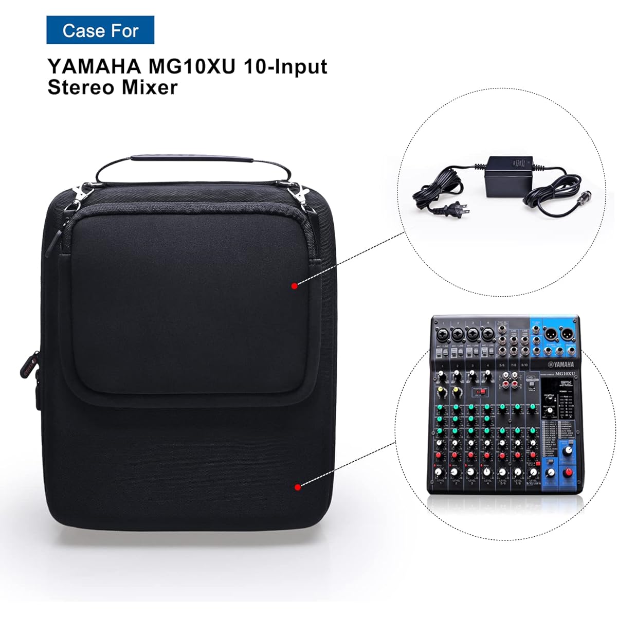 XANAD Hard Case for YAMAHA MG10XU MG10 MG0610 Input Stereo Mixer with Small Storage Cover Carry Storage Bag