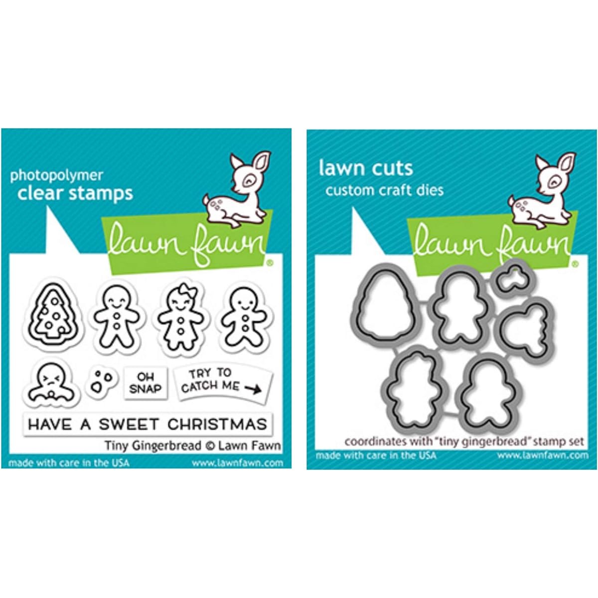 Lawn Fawn Tiny Gingerbread Clear Stamp and Coordinating Dice 2 Item Set (LF2417 LF2418)