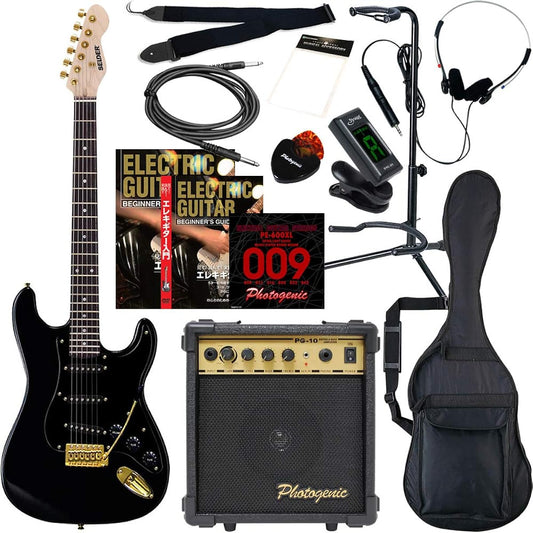 SELDER Electric Guitar Stratocaster Type Sakura Musical Instruments Original STG-18/BK Beginner 13-piece Set