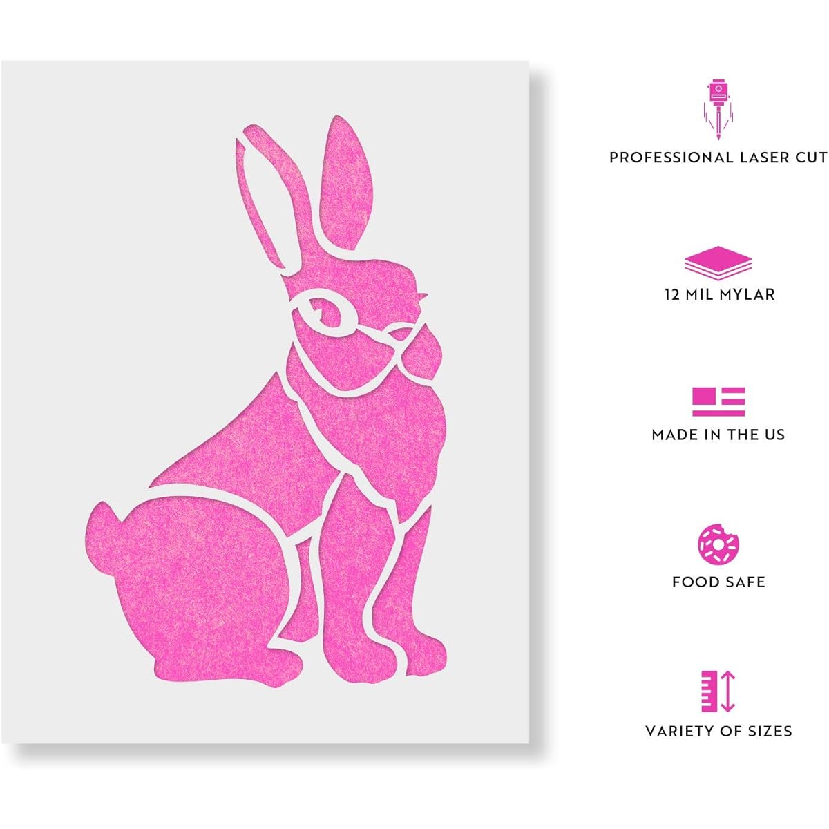 Rabbit Stencil Template - Reusable Stencil with Multiple Sizes Available 18"x12"