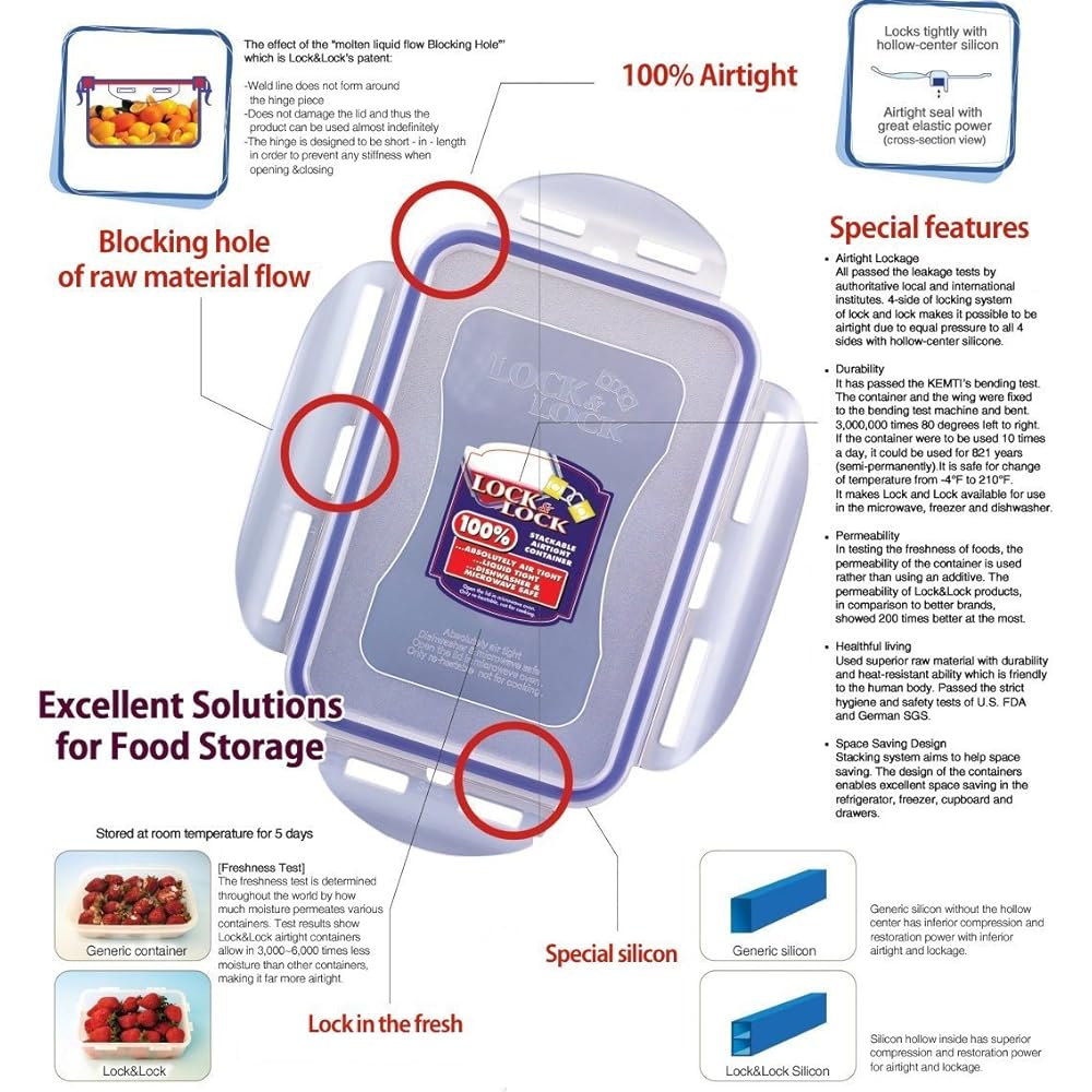 Lock & Lock, No BPA, Water tight, Food Storage Container, 3-oz, HPL931 by LockandLock