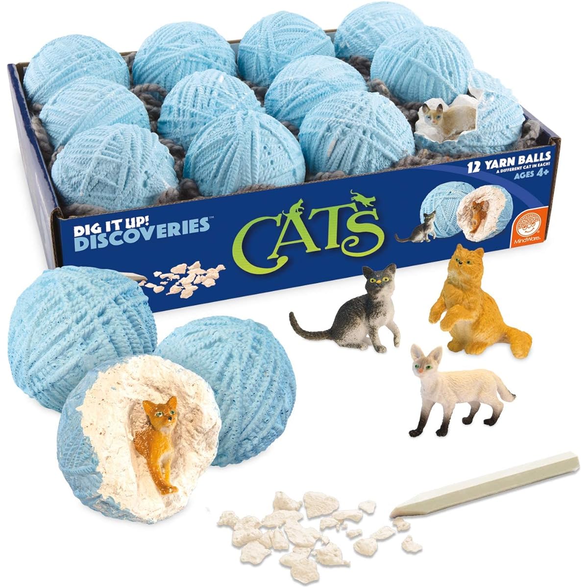 MindWare Dig It Up Discoveries: Cats - Party Size Educational Discovery Dig for Kids with Tools and Fun Facts - Learn All About Cats