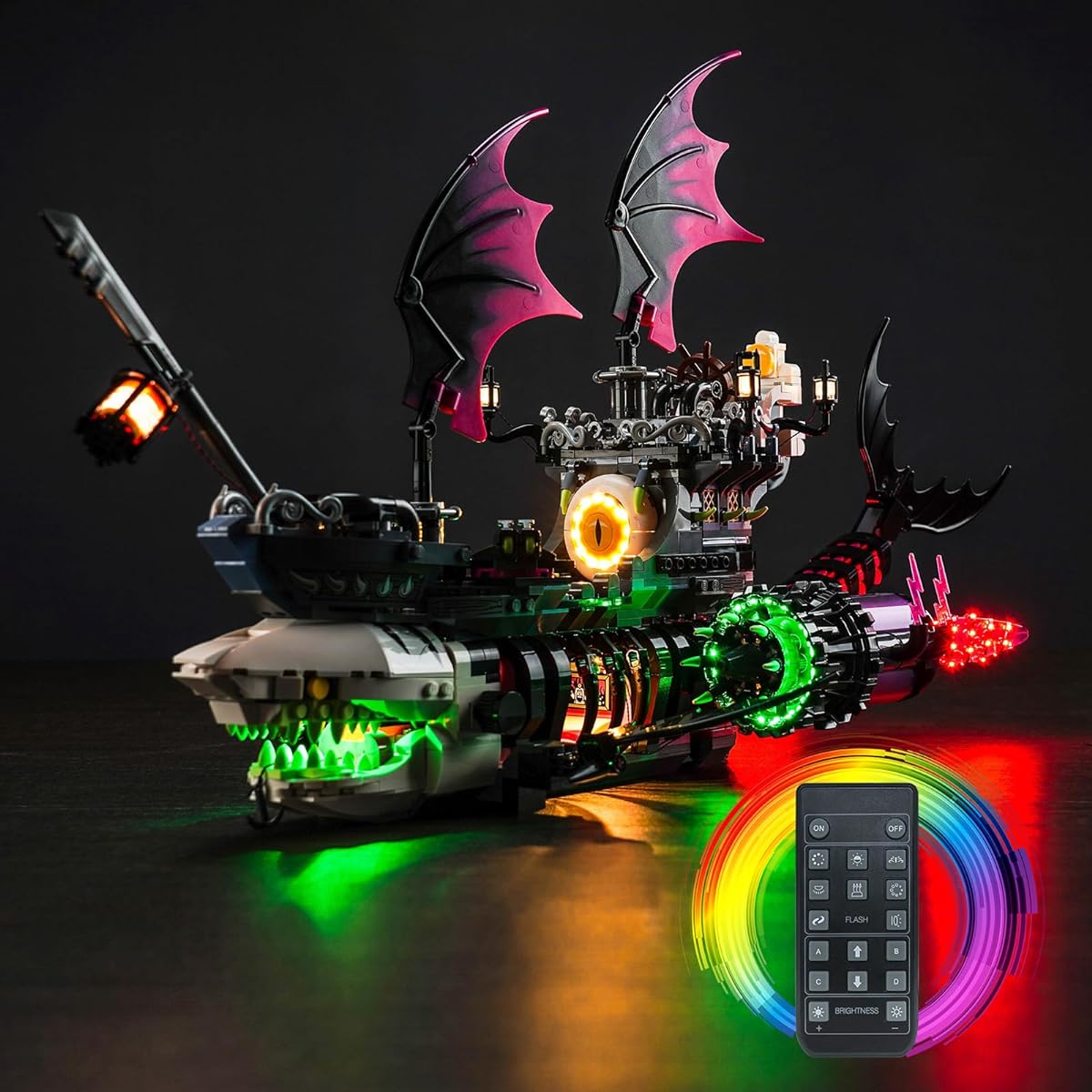 BrickBling LED Light Kit for LEGO DREAMZz Nightmare Shark Ship Remote Control Version Light Compatible with LEGO 71469 Model Not Included