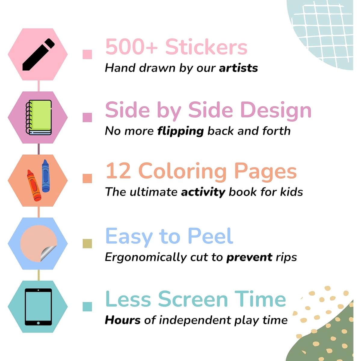 Cute Food Town Activity Book by Cupkin: Side-by-Side Stickers + Cute Coloring Book - 500+ Cute Kawaii Stickers + 12 Scenes for Girls and Boys Ages 2-4, 4-8, 8-12+