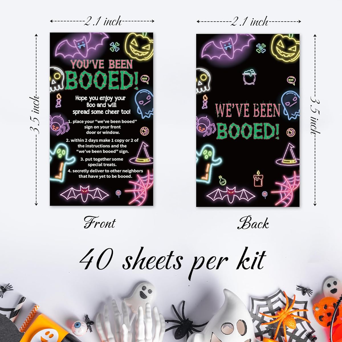 Halloween Party Game We've Been BOOED You've Been BOOED Game 1 Set 40 Game Cards for Family, Office and Neighborhood Happy Boo Day Celebration Halloween Party Decoration Supplies a10