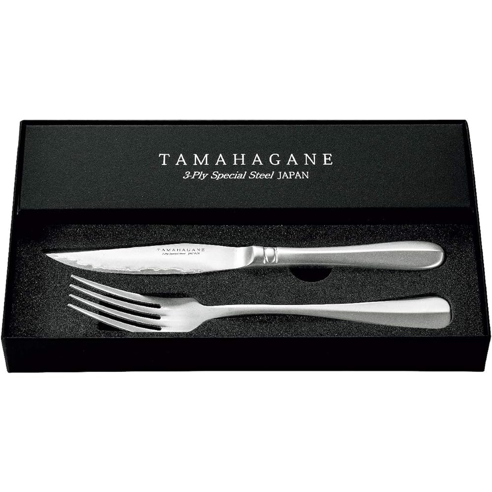 Kataoka Seisakusho TAMAHAGANE 3-layer steel steak knife 4P & fork 4P set