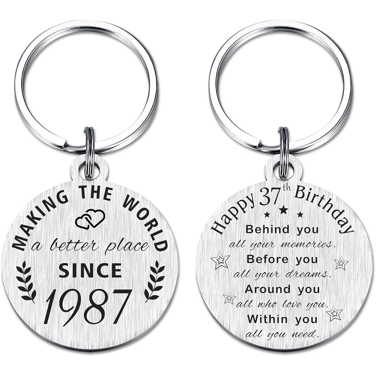 ABNTY 37th Birthday Gifts for Women and Men, 37th Birthday Keychain, Gifts for Born in 1986, 1986 Birthday Decorations