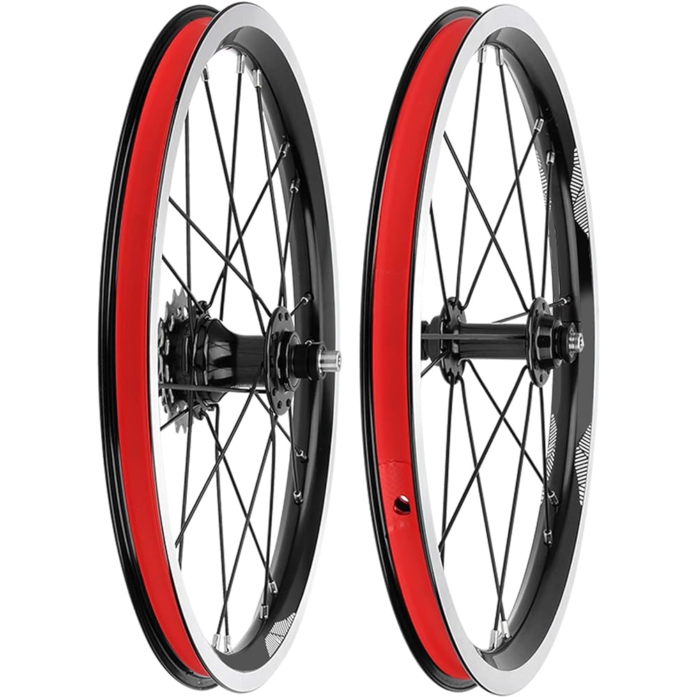 Cycling Wheels, 16 Inch Folding Bike Rim Set V Brake Front 2 Rear 5 Bearings Front 74mm Rear 85mm Hub Bicycle Wheel Set