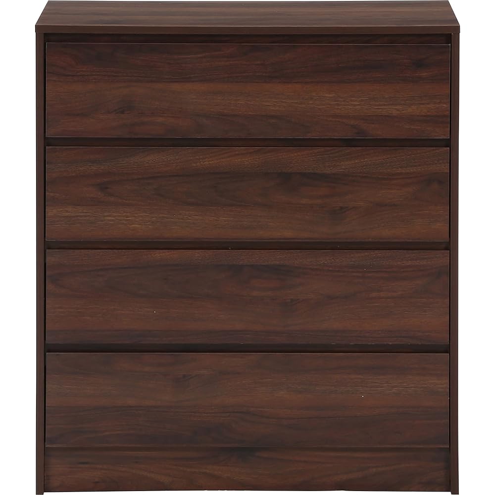 Fuji Boeki Chest of drawers, 4 tiers, width 80.5 x depth 40 x height 90 cm, medium brown, shelf, no tools required, storage drawer, wood grain 99454