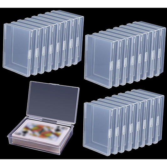 Aosmeol 24 Pack Playing Card Case Empty Playing Card Deck Box Clear Card Case Plastic Playing Card Box Playing Card Deck Case Plastic Storage Box Card Holder Snap Closure for Game Cards (No Cards)